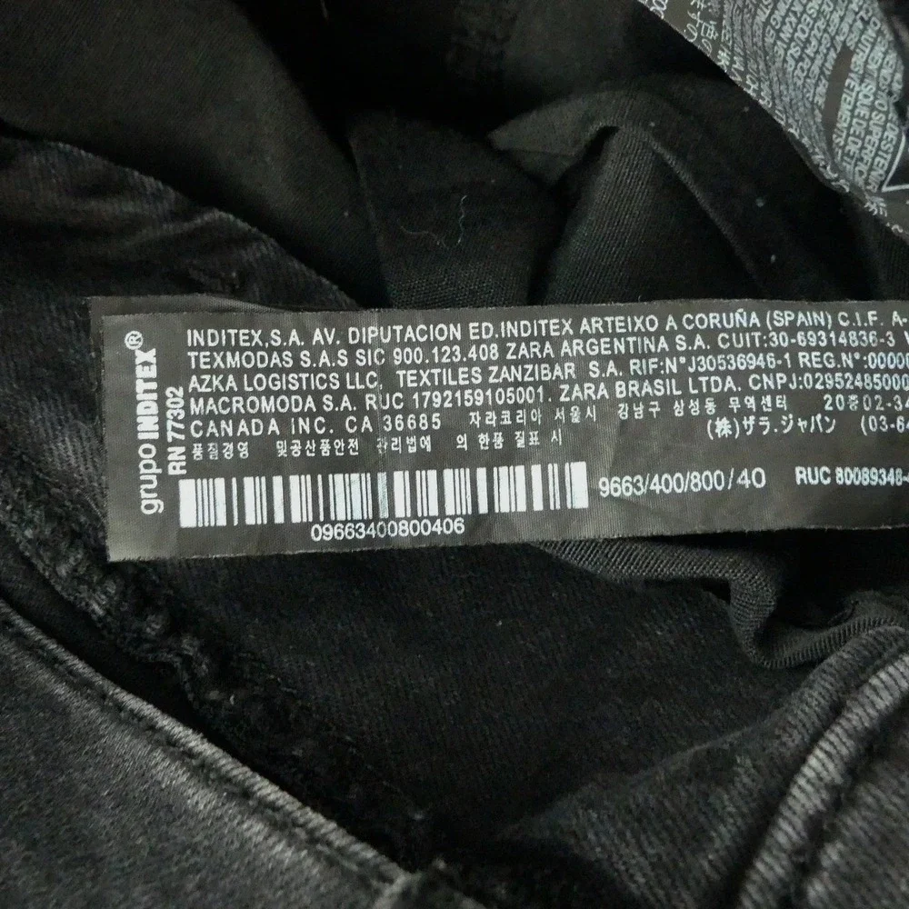 Zara Man Black Distressed Jeans On The Road Zipper Moto Denim Grunge 31